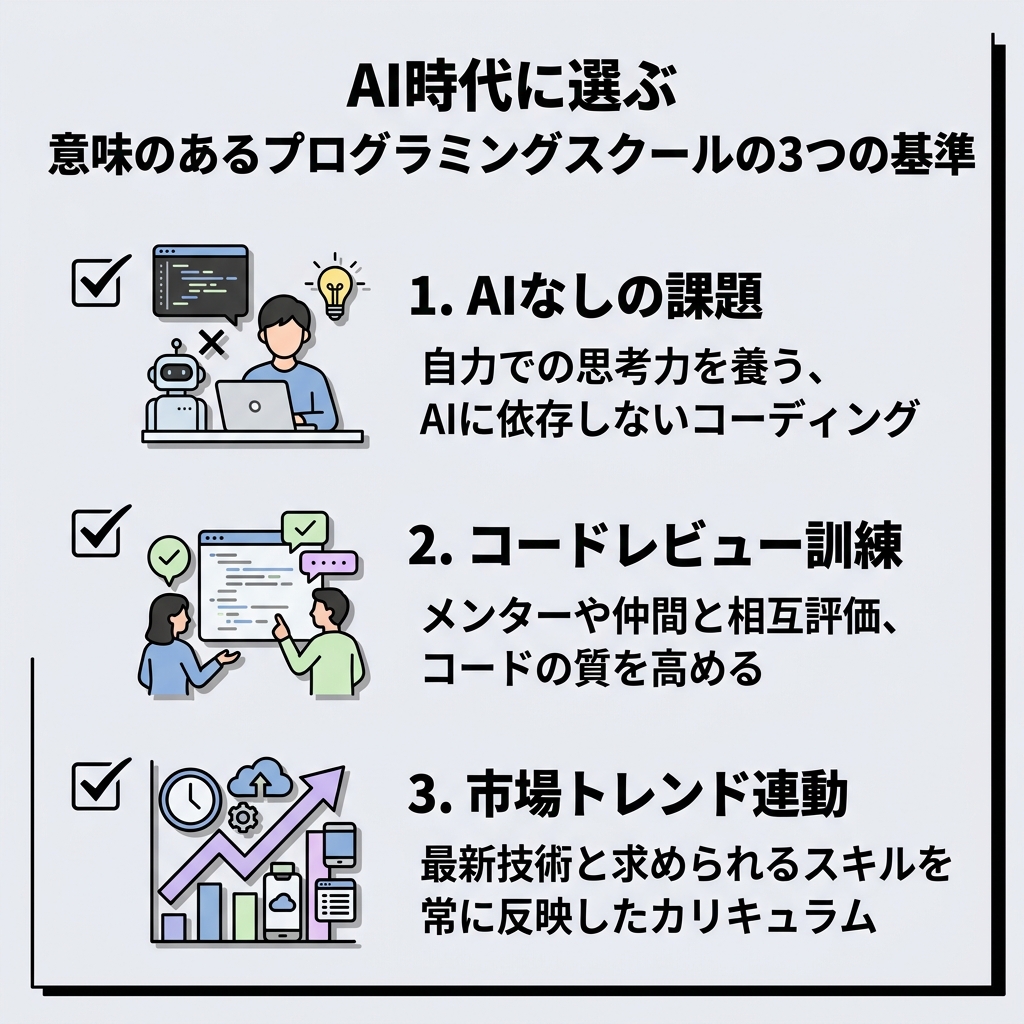 AI時代に選ぶ、意味のあるプログラミングスクールの3つの基準